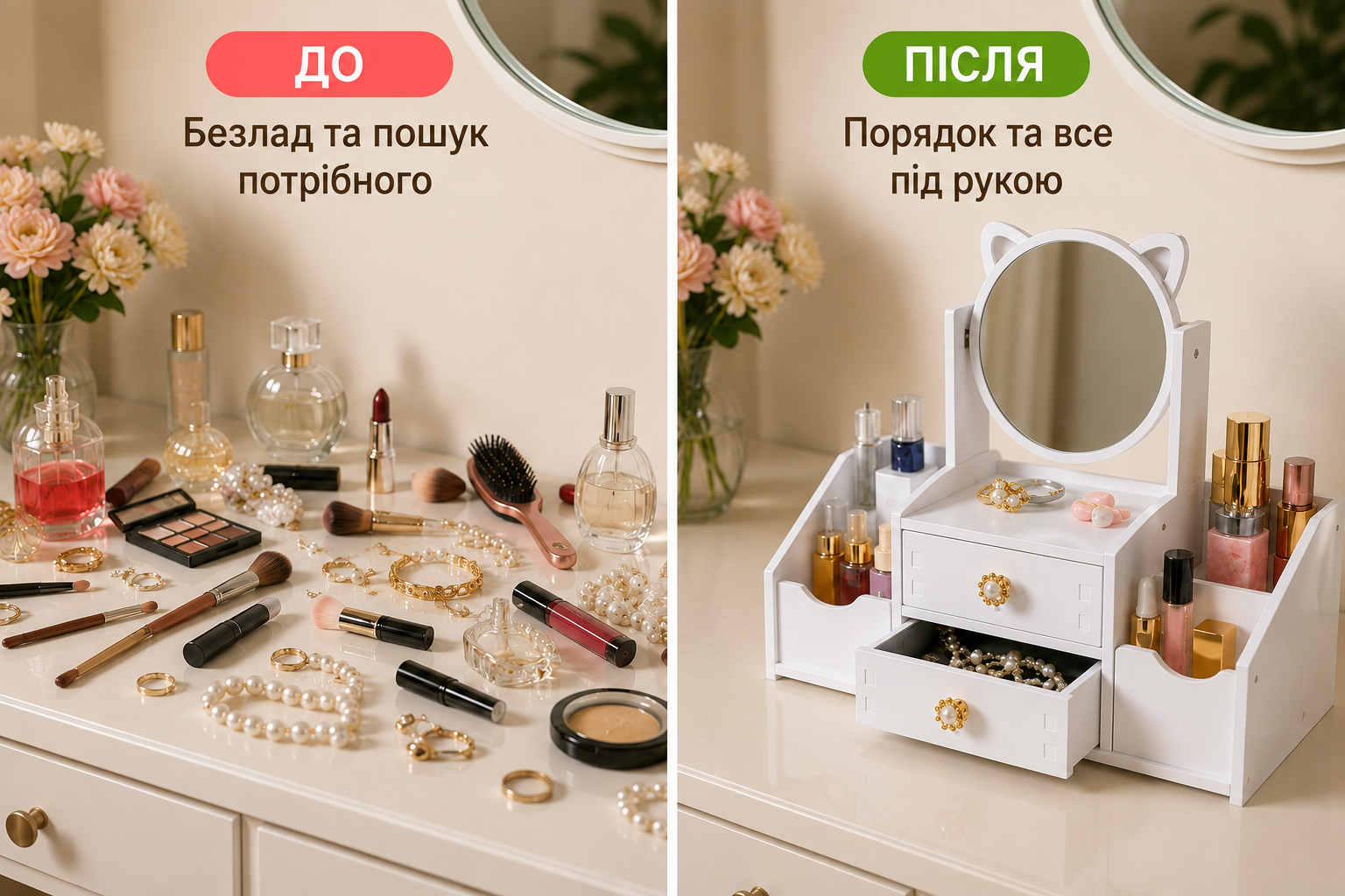 Органайзер для косметики з дзеркалом