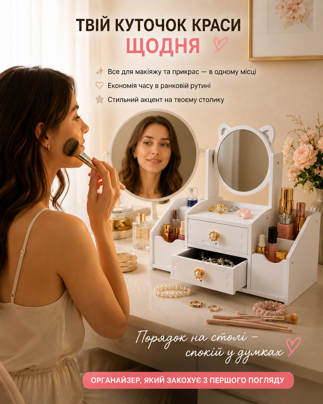 Стильний органайзер для косметики та прикрас