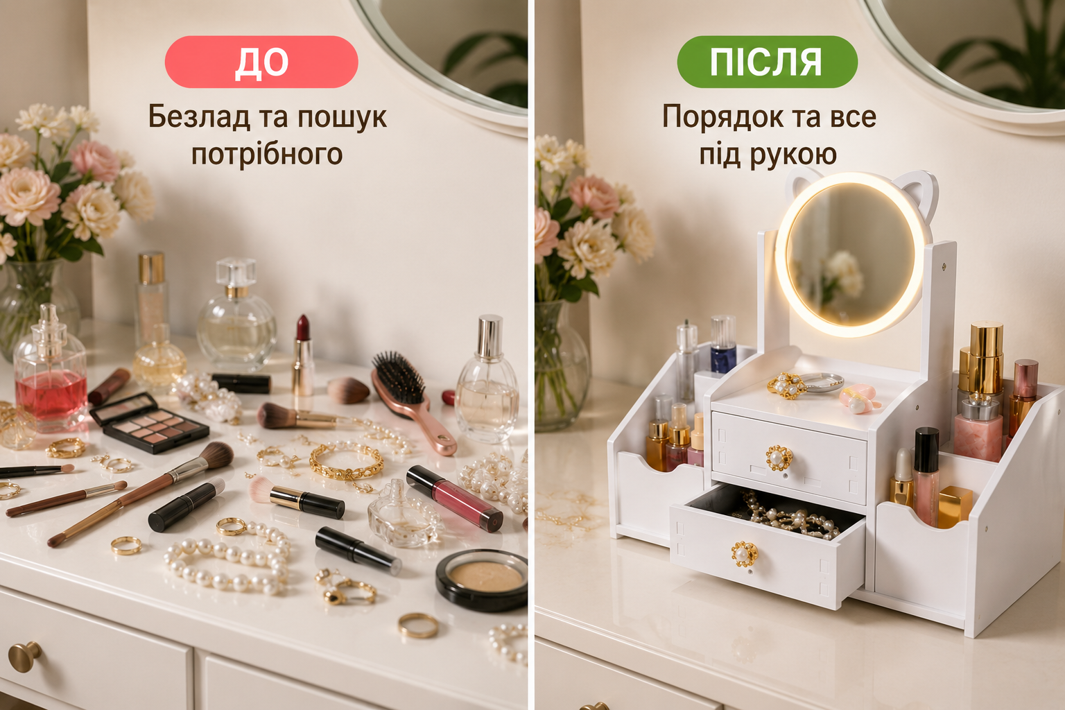 Органайзер для косметики з дзеркалом