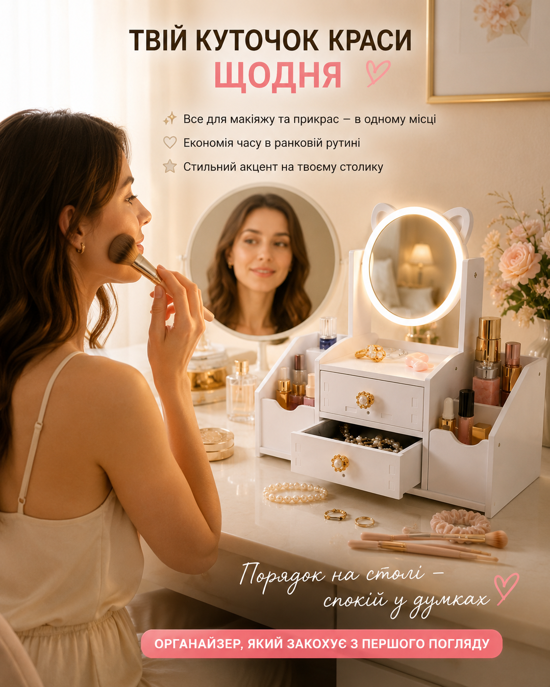 Стильний органайзер для косметики та прикрас